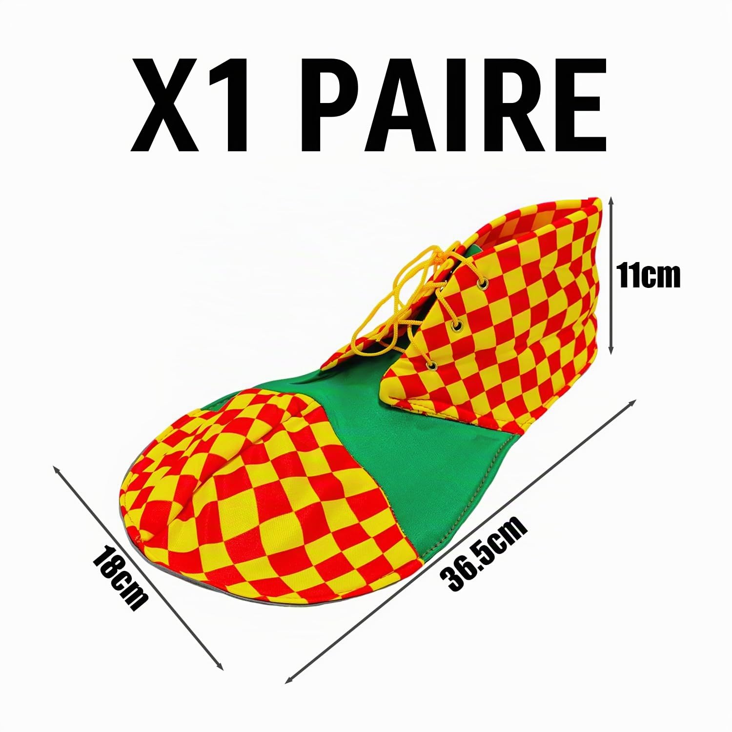 1 Paire De Chaussures De Clown À Carreaux, Costume De Cosplay Personnalisé, Lacets Réglables, Accessoires De Rôle, Chaussures De Dégoût De Performance De Fête.