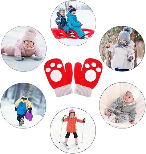 Miniatura 6 de Guantes para niños, guantes elásticos mágicos, 8 pares, antideslizantes para niños, guantes de invierno de punto para niños y niñas