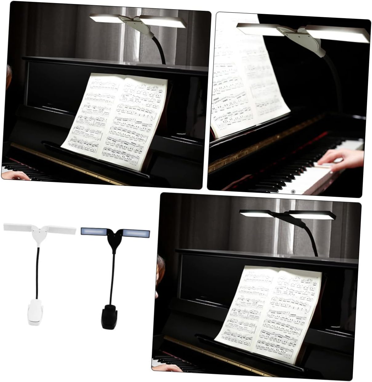 LED Piano Clip Lamp Touch Control Eye Protection Soft Light Rechargeable Study and Practicing Light 2-Pack