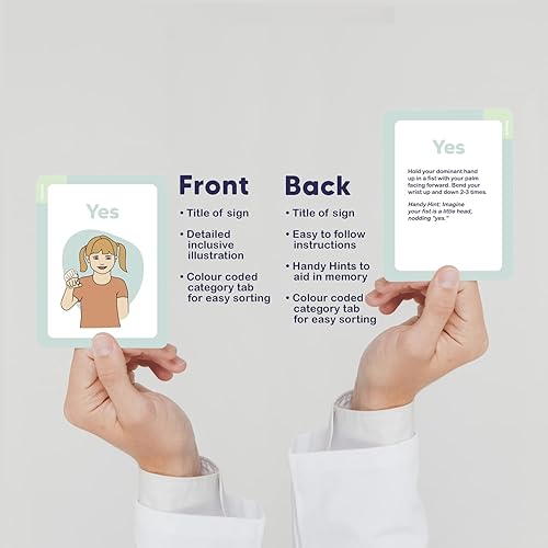 Miniatura 2 de Tarjetas flash ASL - 50 tarjetas flash de lenguaje de señas americano para principiantes, niños, adolescentes y adultos
