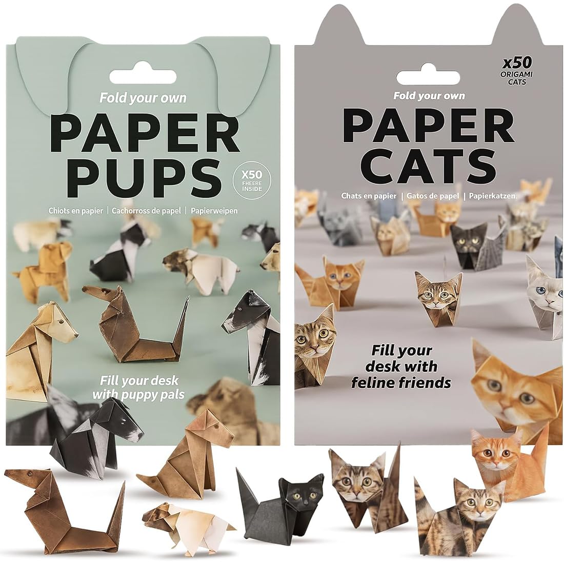 HUZNA 100 Blätter Paper Cats & Pups Kit,DIY Katzen Origami P