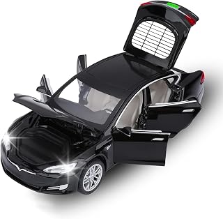 Toy Cars Model S Die Cast Metal Model Cars with Door Open Light and Sound Pull Back Car Toys for Boys and Girls 3-12 Years Old