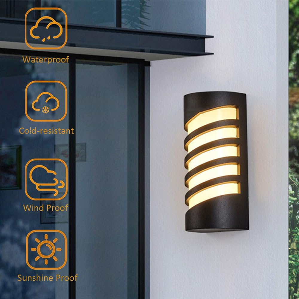 Muro Esterno Luce Moderna Experience Apparecchiatura per casa 3000k White White White Matte Montano Portico Nero IP65 Garage Affrotta del Garage Backyard Garden