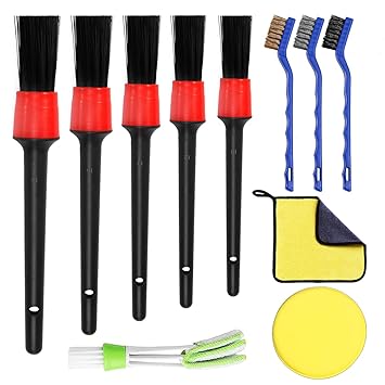 ELECTOMANIA 11Pcs Car Detailing Brush, Suitable for Cleaning Wheels, Interior, Exterior