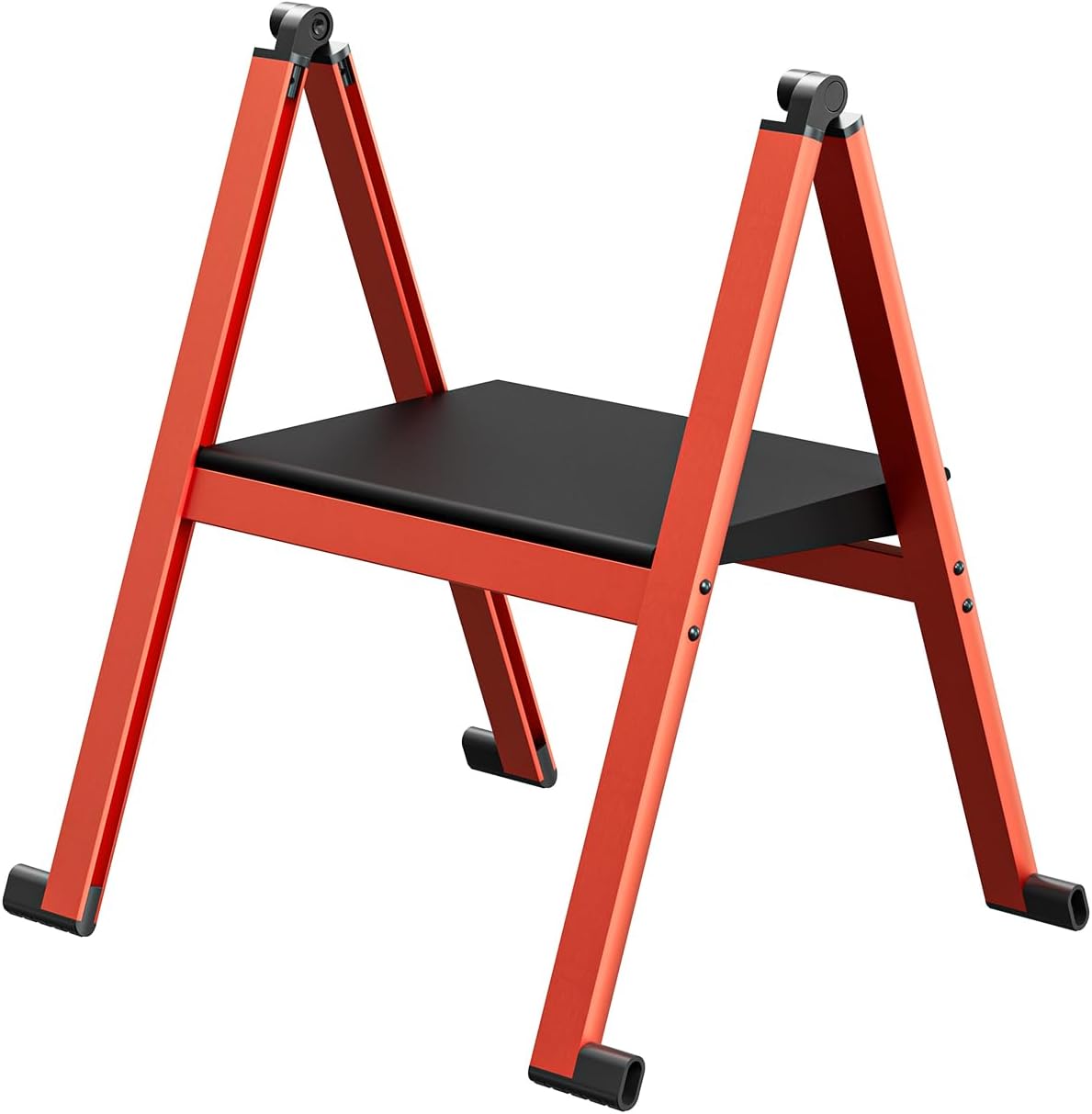 Folding Step Stool,Aluminum Ultra Thin Stool,400 Lbs Capacity Heavy Duty with Anti-Slip Sturdy and Wide Pedal,Closet Step Ladder for Home,Kitchen,Office and Dorm Bed (Black)