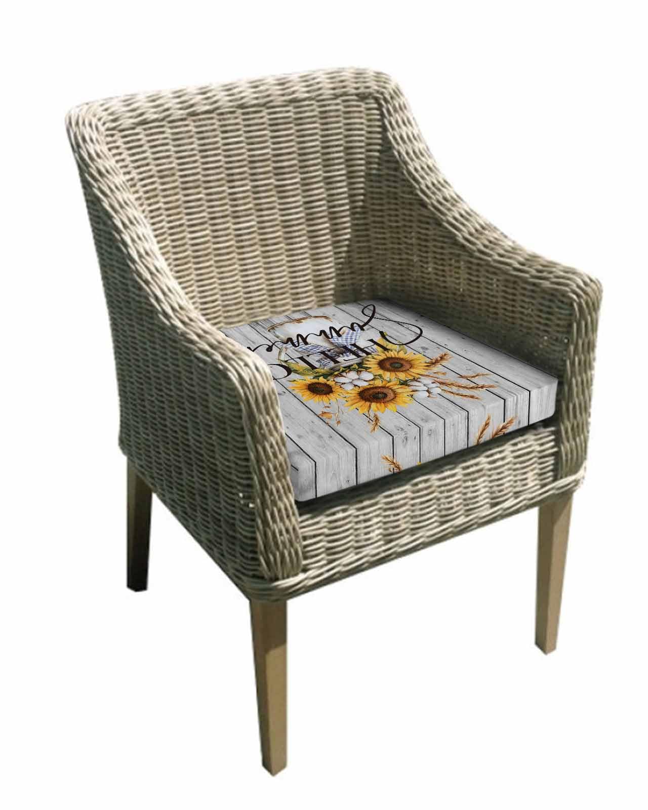 2 Pack Spring Sunflowers Waterproof Cushion Covers with Ties, Outdoor Patio Chaise Lounge Chair Seat Cushion Slip Covers Replacement(Only Cover) Summer Blossoming Botanical Floral 20