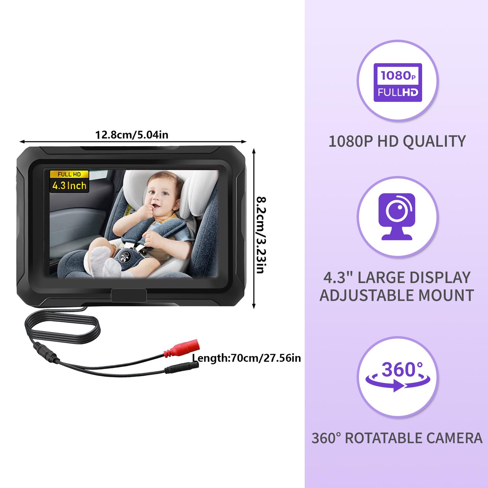 Icetop 4.3'' Baby Car Camera HD 1080P - Image 3