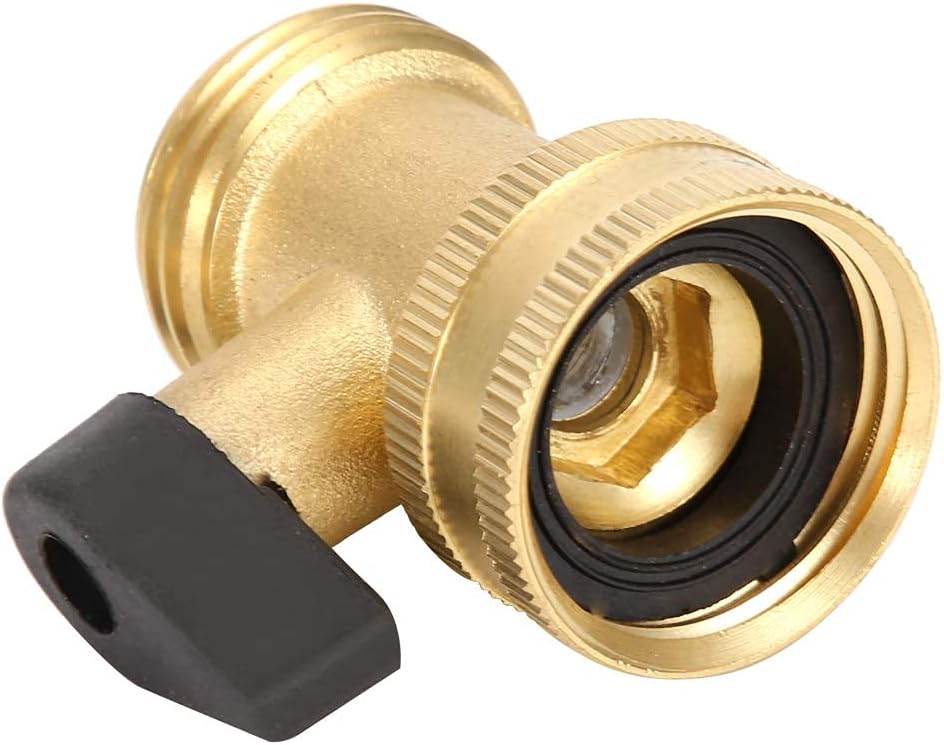 Heavy Duty Brass Garden Hose Shut Off Valve, Brass Water Hose Parts with Comfort Grip to Control Water Flow, 3/4 Inch, DN20