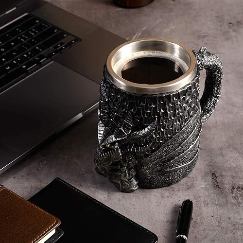 Miniatura 2 de Taza medieval de cerveza de dragón, taza de café de acero inoxidable para coleccionista de dragones, decoración de fiesta temática, taza de jarra