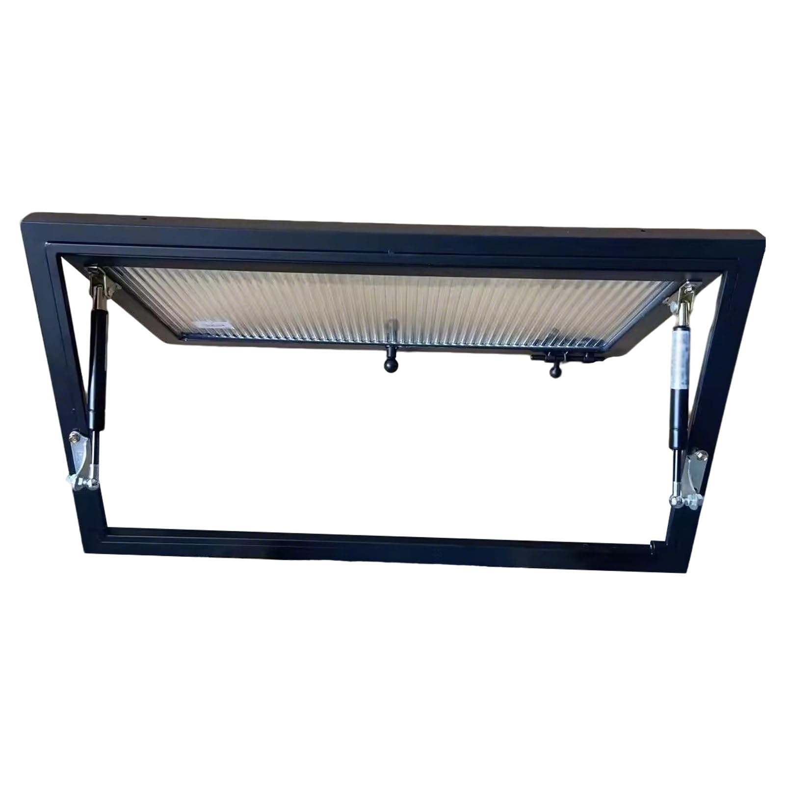 90° Flip-Up Tempered Glass Folding Window with Support Rods, Stylish Vent Window for Kitchen, Bathroom and Commercial Coffee Shops(Black,31.4x11.8in/80x30cm)