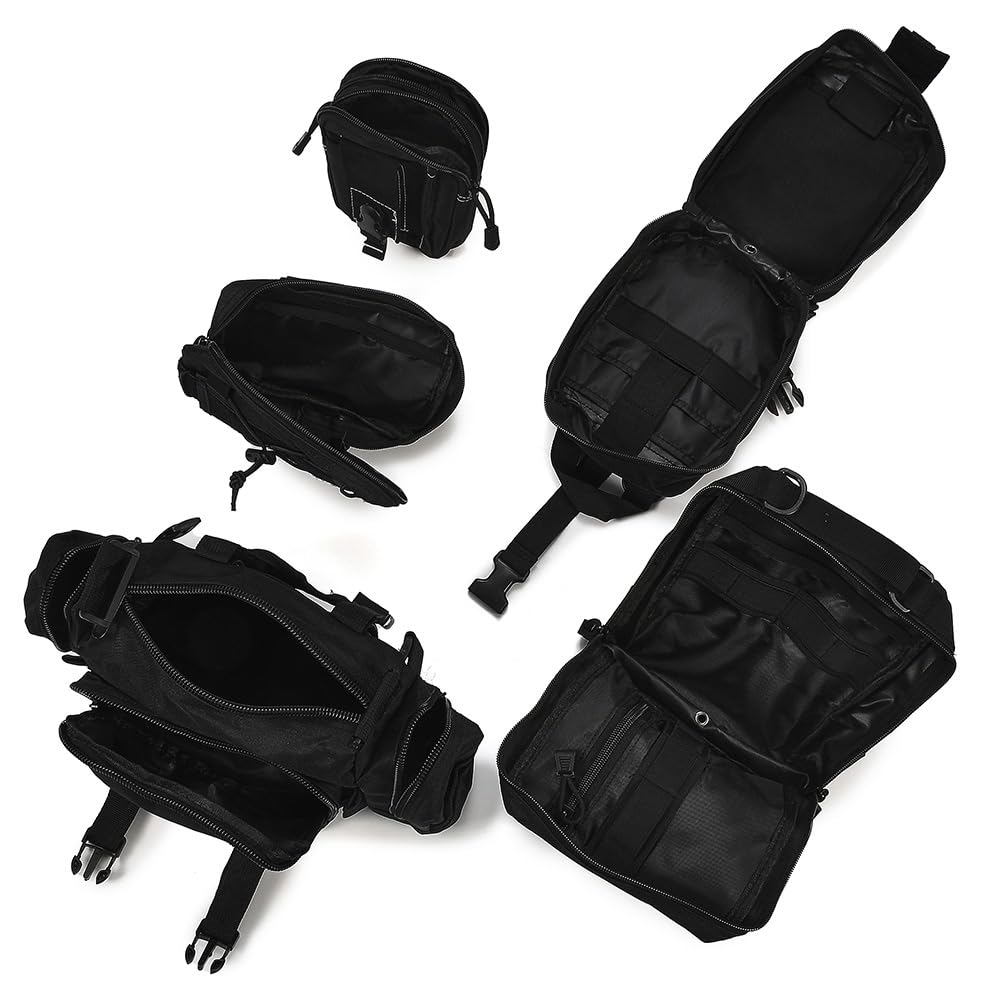 XhuangTech Organizer tattico per sedile auto, resistente, protezione posteriore con 5 tasche staccabili, organizer tattico universale per sedile anteriore e posteriore, per la maggior parte delle auto