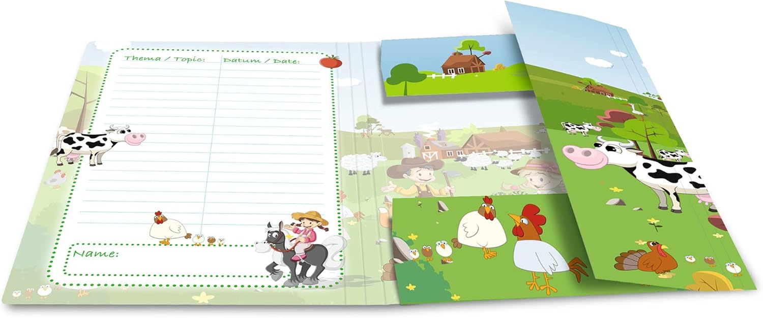 HERMA 19832 Sammelmappe DIN A3 Kindergarten Bauernhof, stabile Pappe, Ordnungsmappe mit vollständigen Innendruck und Gummizug, Zeichenmappe für Kinder, Mädchen und Jungen