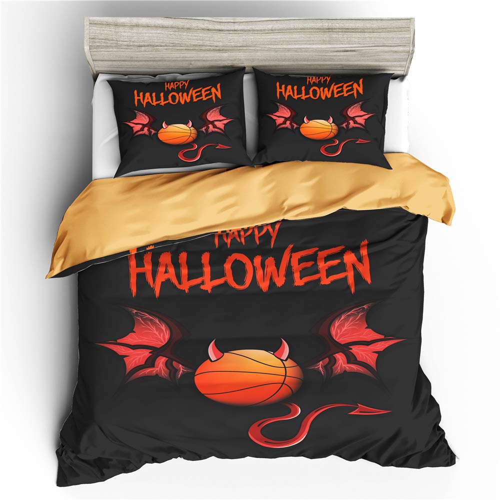 Odot Bat 3D Halloween Bedding Duvet Cover Set, Bedding Easy Care Microfiber Anti-Allergic Soft & Smooth With Pillow Cases Duvet Cover Pillowcases (Single 3Pcs-135X200cm,)