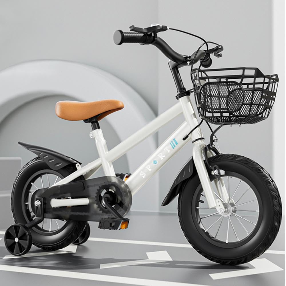 OHMG 12/14/16 Zoll Kinderfahrrad, Kinderfahrrad Kinder für Jungen und Mädchen,Anfänger Fahrrad Radfahren mit Stabilisatoren und Korb, geeignet für Kinder im Alter von 3-10 Jahren