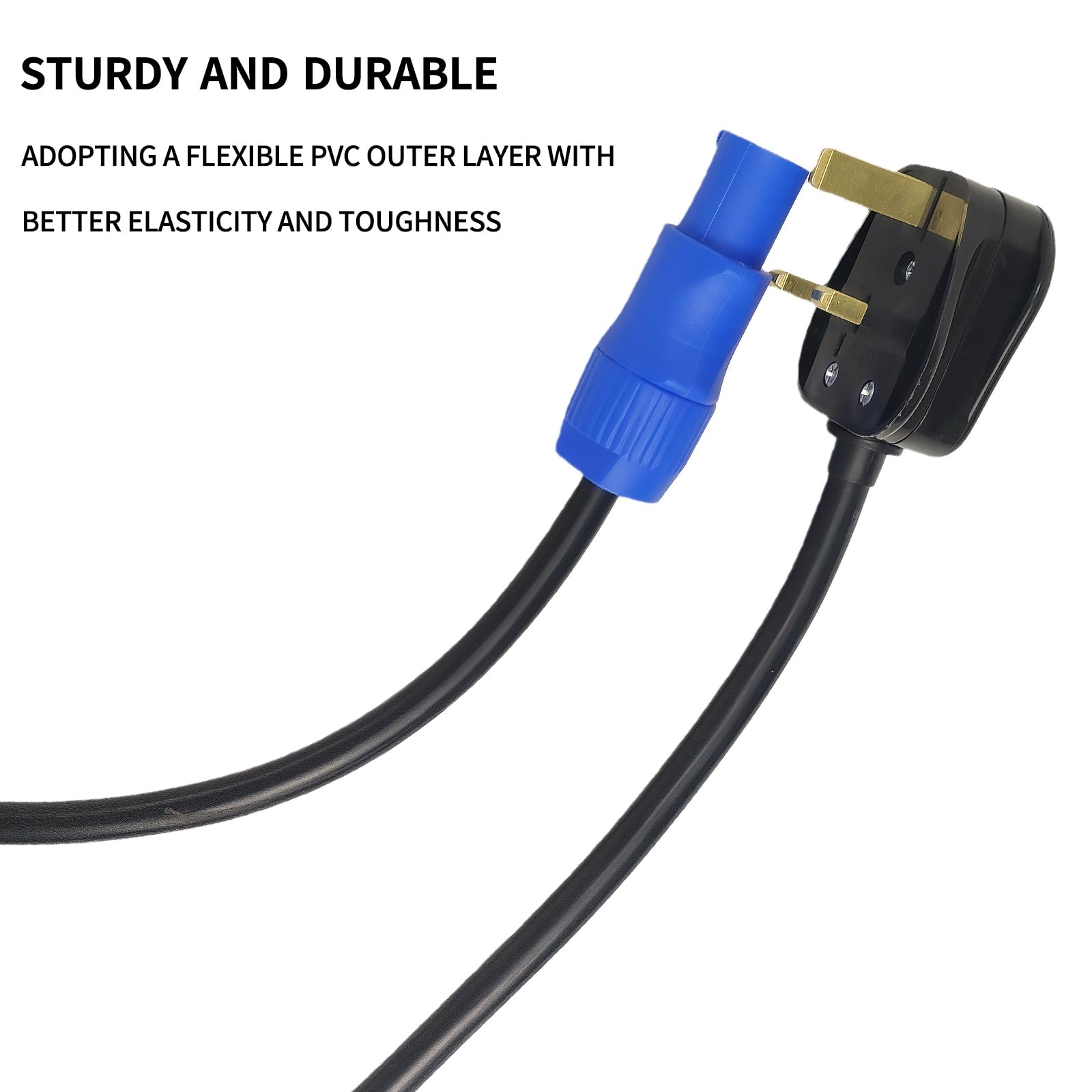 1 x wodoodporny kabel zasilający z wtyczką brytyjską, 3-pinowy, 3 x 1,5 mm², gumowy kabel H05RN-F do oświetlenia scenicznego, sprzętu audio DJ, ekranu wyświetlacza LED i ruchomej głowicy (5 metrów)