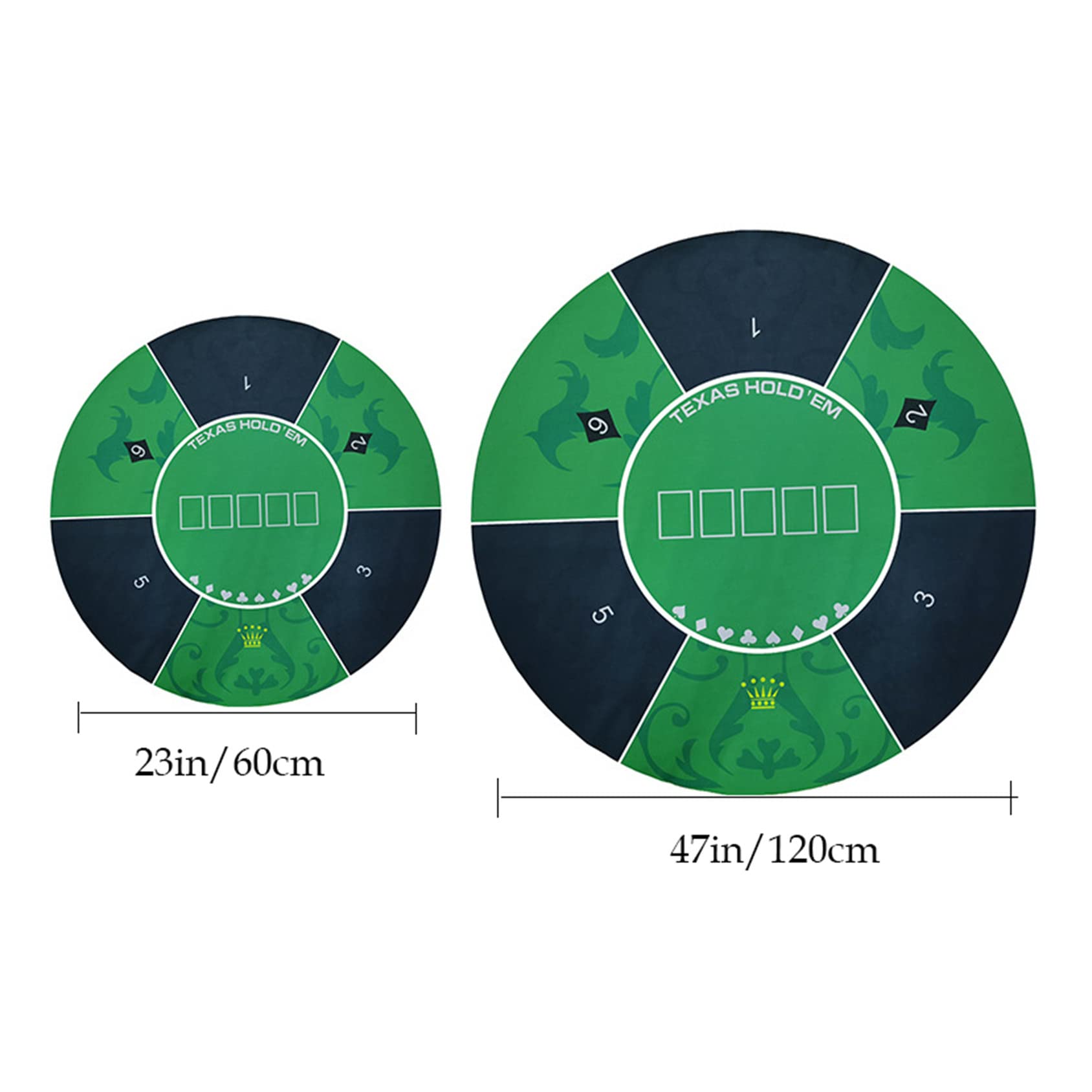 Tapis De Poker Rond Pliable 60 Cm – Imperméable, Antidérapant, Caoutchouc, Pour 6 Joueurs – Blackjack, Texas Hold’em