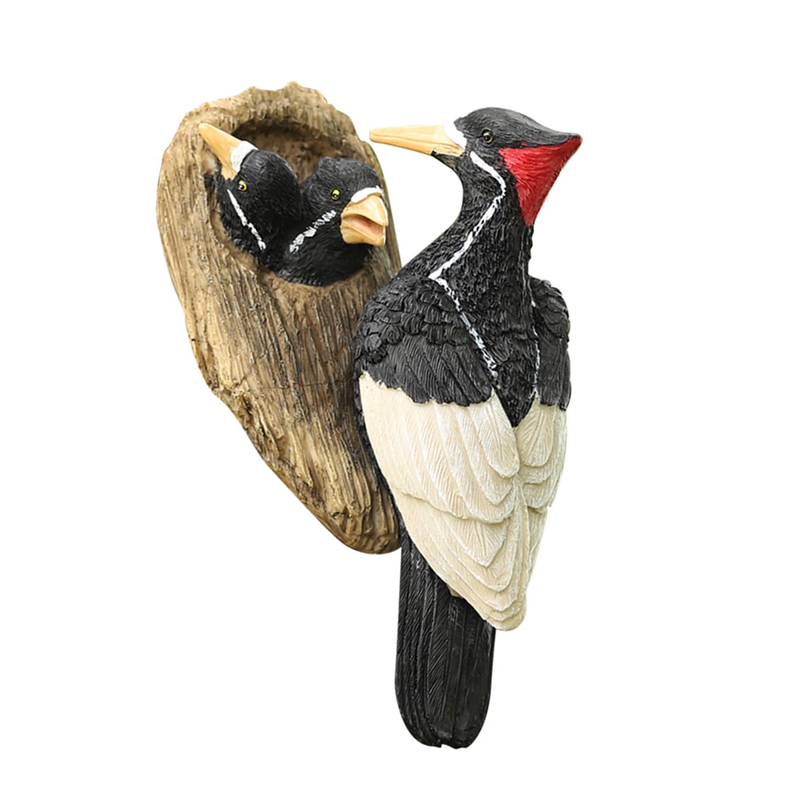 Statue d'oiseau en résine mère et bébé pour décoration d'arbre de jardin extérieur