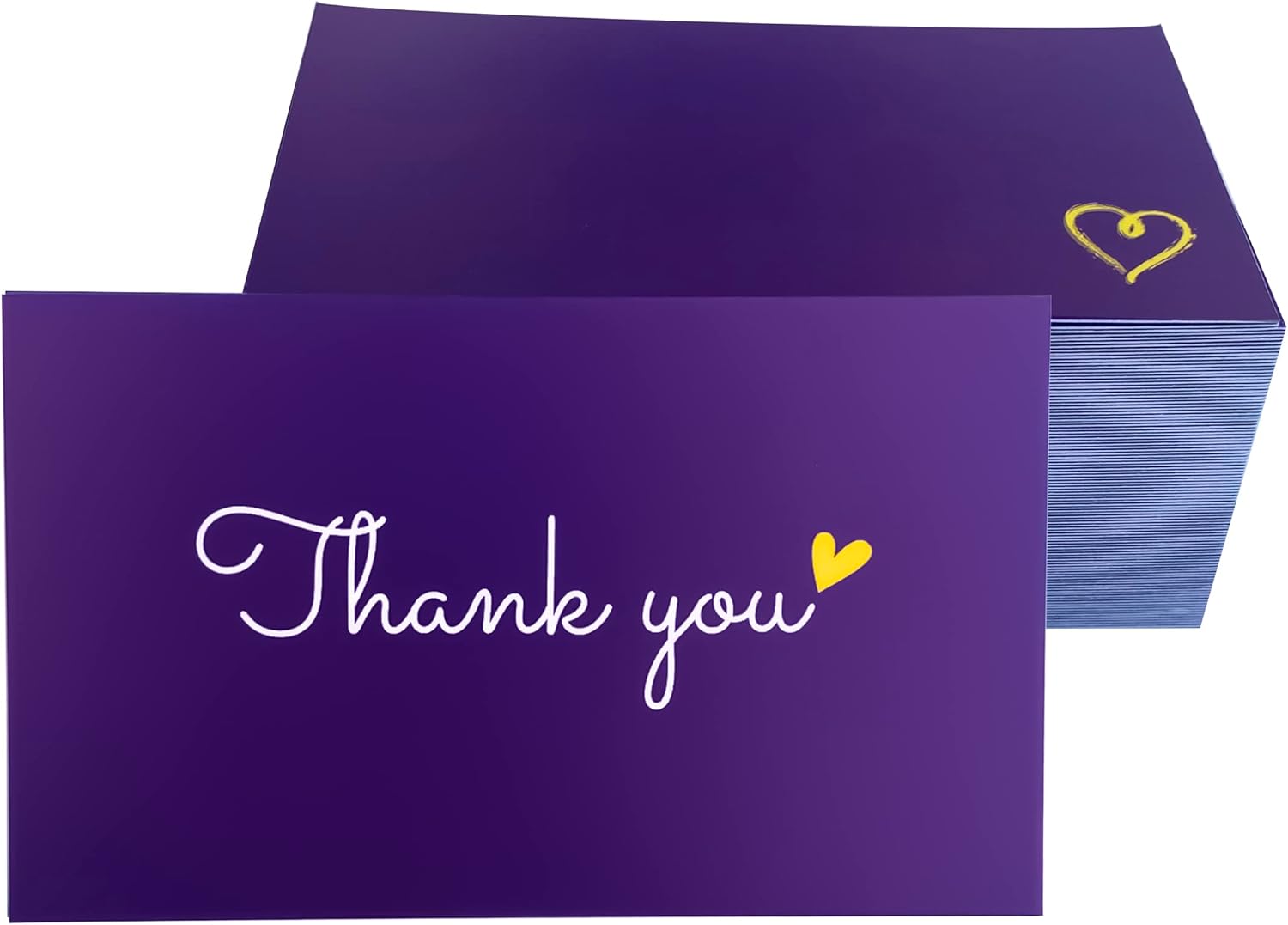 RXBC2011 100 Little Thank You Cards Gold Heart Design Bulk Thank you Notes for All Occasions 3.5 x 2 Inch Violet - Image 2