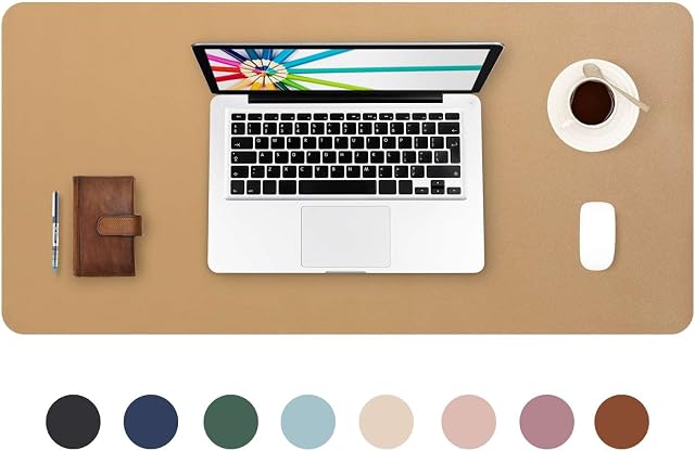 Mouse Pad Extended Mouse Mat X-Large DOBAOJIA Desk Pad Large Desk Blotter Writing Pad for Laptop/Office/Home, PU Leather Waterproof +Suede Non-Slip 31.5'' X 15.7'' (Khaki)