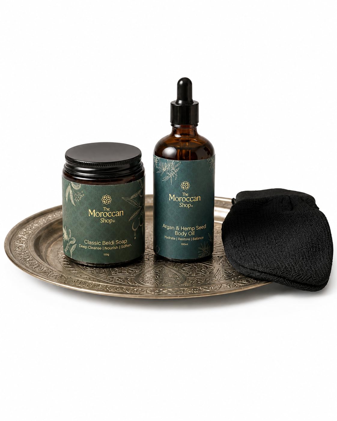 Balancing Hammam Ritual Gift Set | Beldi Soap, Kessa Exfoliating Glove & Argan Hemp Seed Body Oil | Cleanse Nourish Restore Body Care Kit-image-46