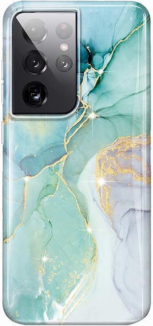 luolnh Galaxy S21 Ultra Case,Samsung Galaxy S21 Ultra Case Marble Brilliant Cute Design Shockproof Soft Silicone Rubber TPU Bumper Cover Skin Phone Case for Samsung S21 Ultra 5G-Abstract Mint