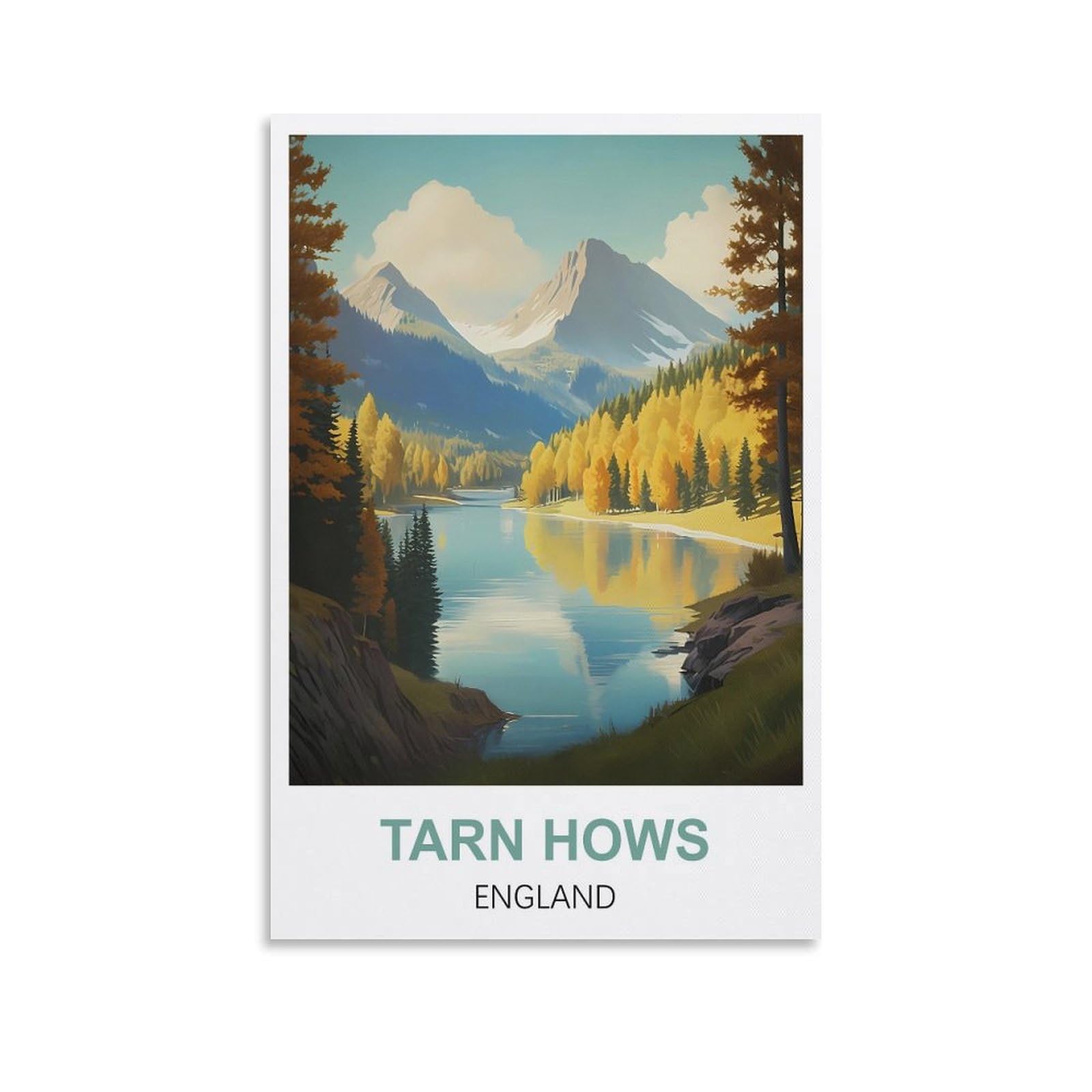CYYHGEE Tarn Hows England Vintage Travel Posters 08x12inch(20x30cm) Canvas Poster Wall Art Living Room Home Decor