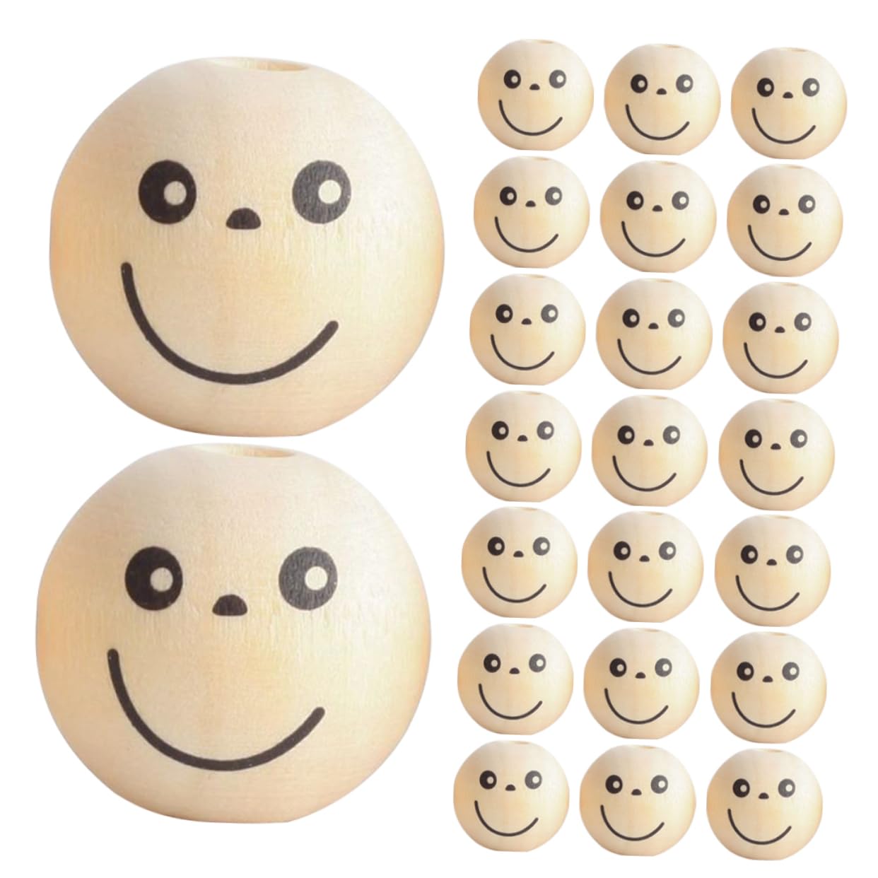 STOBOK 250stücke Smile Face Holzperlen Diy Bastelperlen Für Schmuck Armbänder Und Dekoration Große Für Kreative Projekte Handgefertigte Und Familienaktivitäten