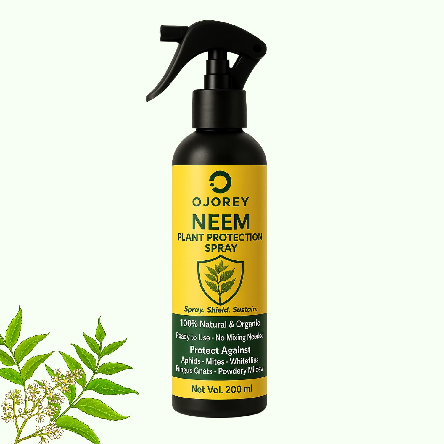 OJOREY Neem Plant Protection Spray 200ml – Organic Ready to Use Neem Oil Spray for Indoor and Outdoor Plants – Safe for Edible Gardens – Fights Aphids Mites Whiteflies Gnats and Powdery Mildew-image-43