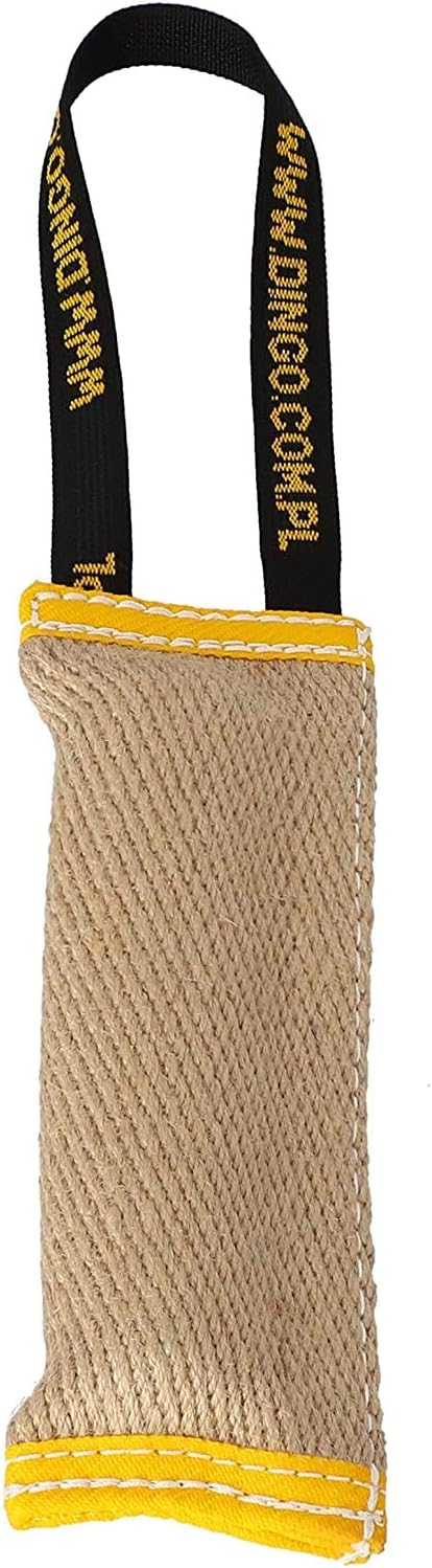 Dingo Squeeker, Jute Bite Tug with a Handle, 28 cm Long, Ideal for Bite Training and Dog Playing 10559