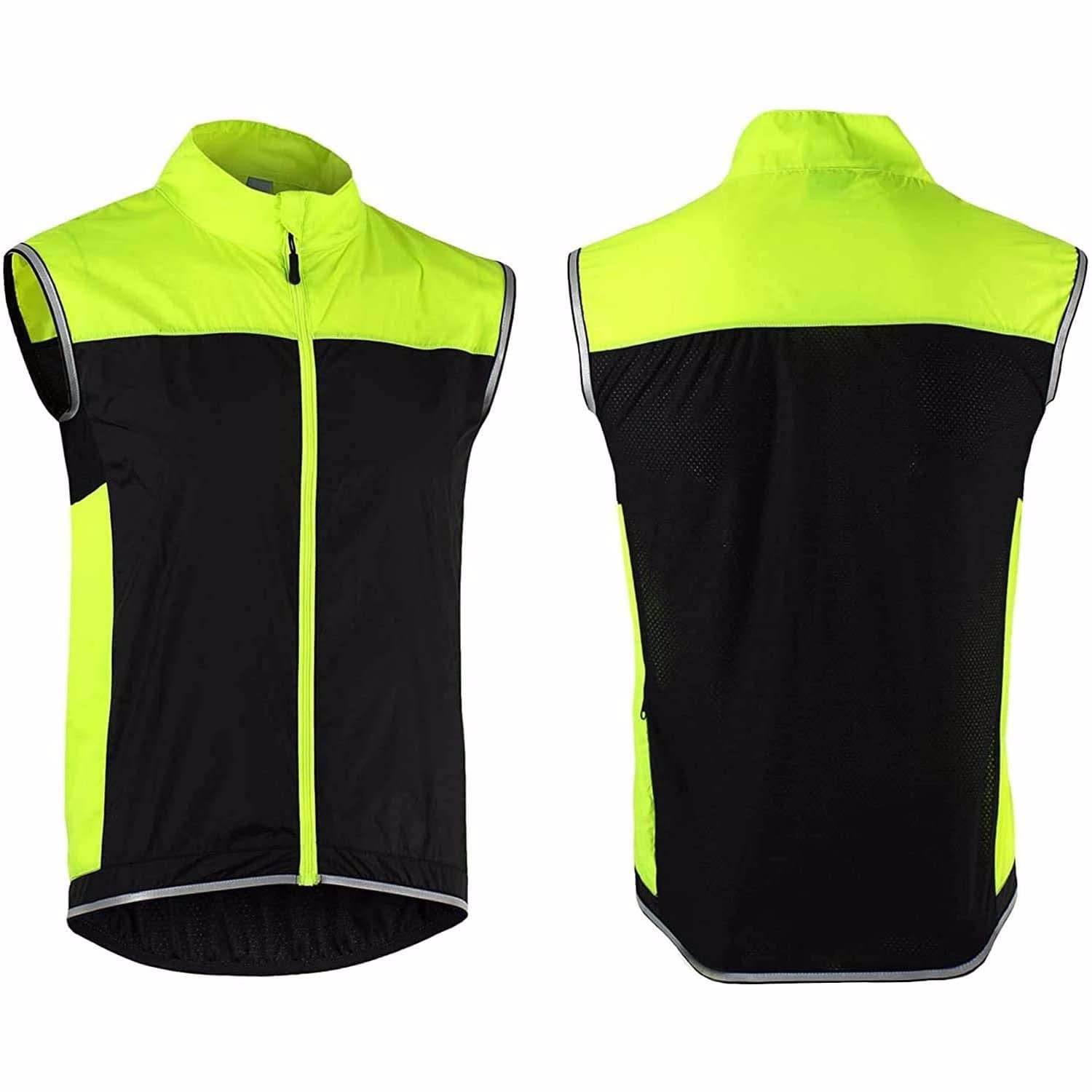 SIDHU Gilet da Ciclismo Uomo Donna Gilet da Corsa Riflettente Senza Maniche Giacca Impermeabile Antivento Hi Vis MTB Gilet da Ciclismo Leggero E Traspirante per Ciclismo Jogging,Green-XL