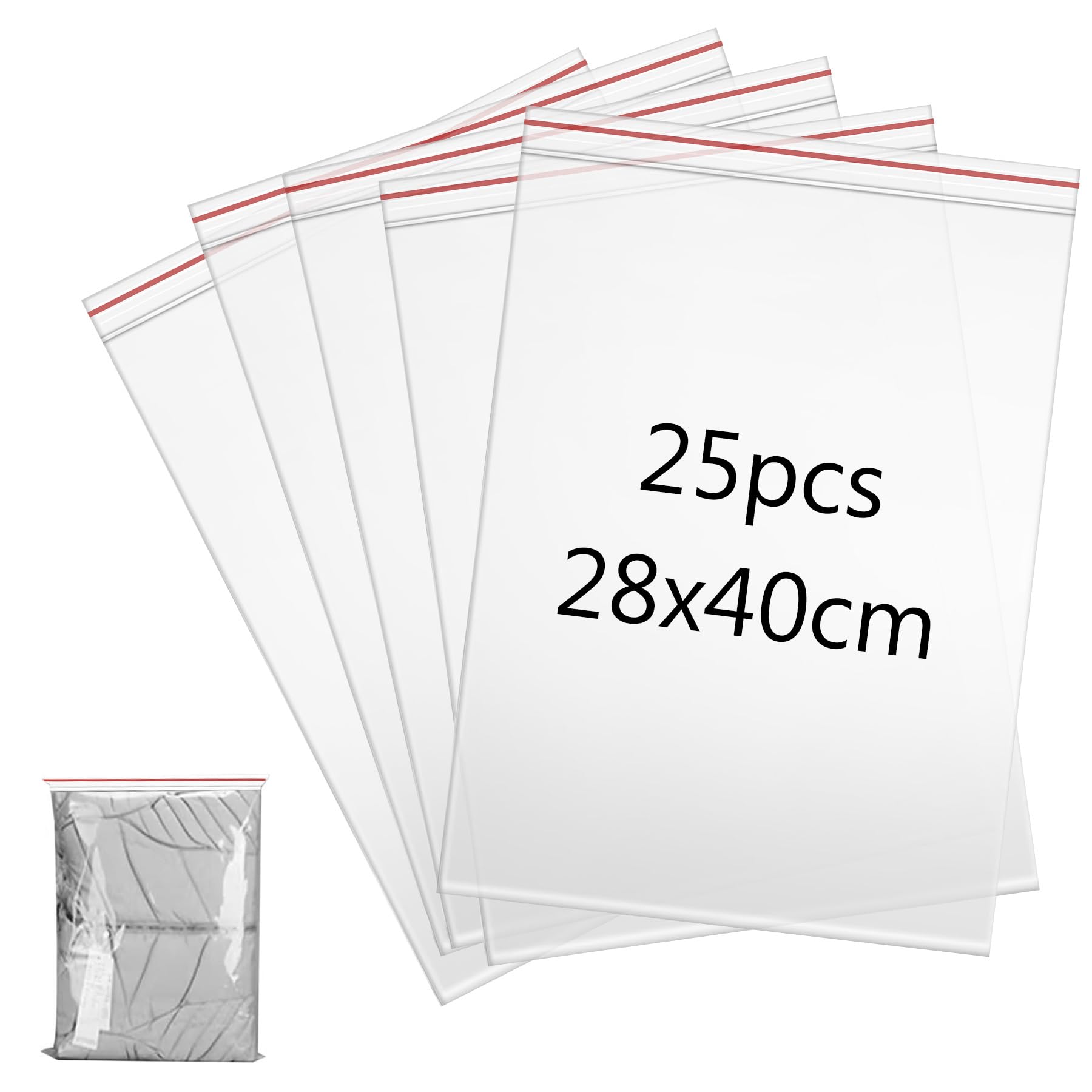 28x40cm Resealable Clear Plastic Large Sealed Bag 25PCS Storage Press Seal Bags Thickening and Durable Grip Seal Bags for Shoes Blankets