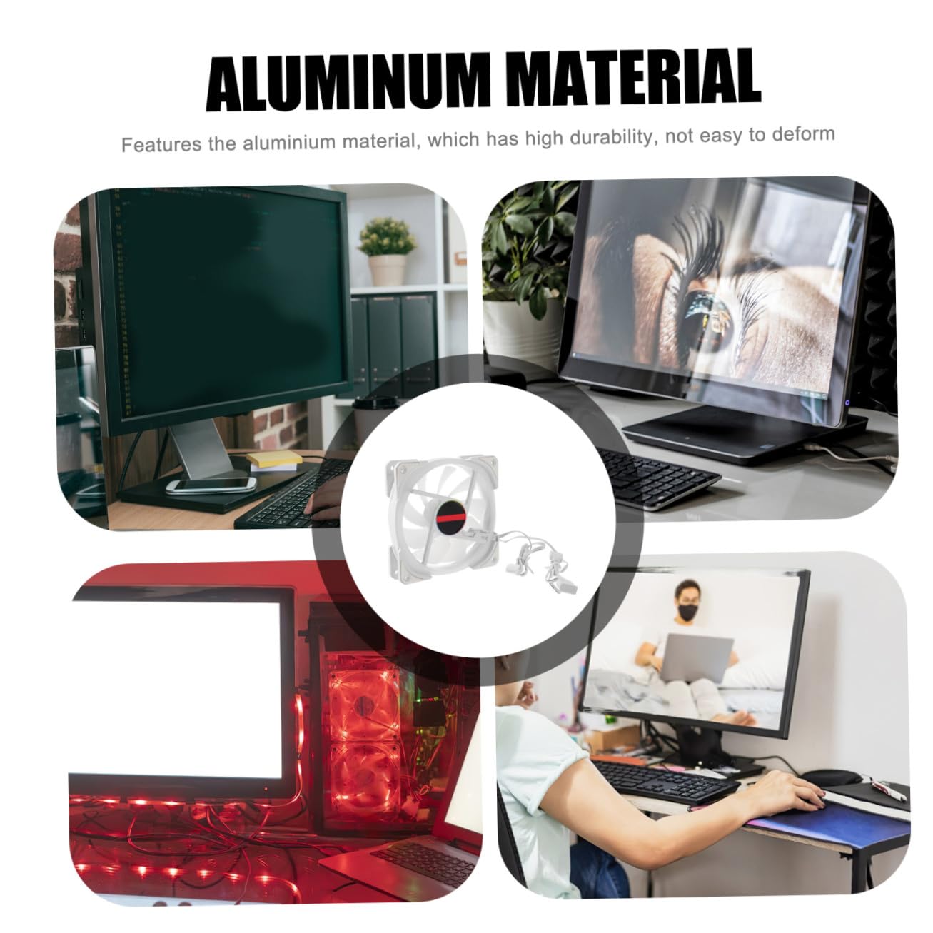 Ventilador de Refrigeración Rgb 12cm Doble Anillo Blanco Abs | Fiesta Verano, Diseño de Doble Iluminación, Formato para Torre y Equipo de Sobremesa