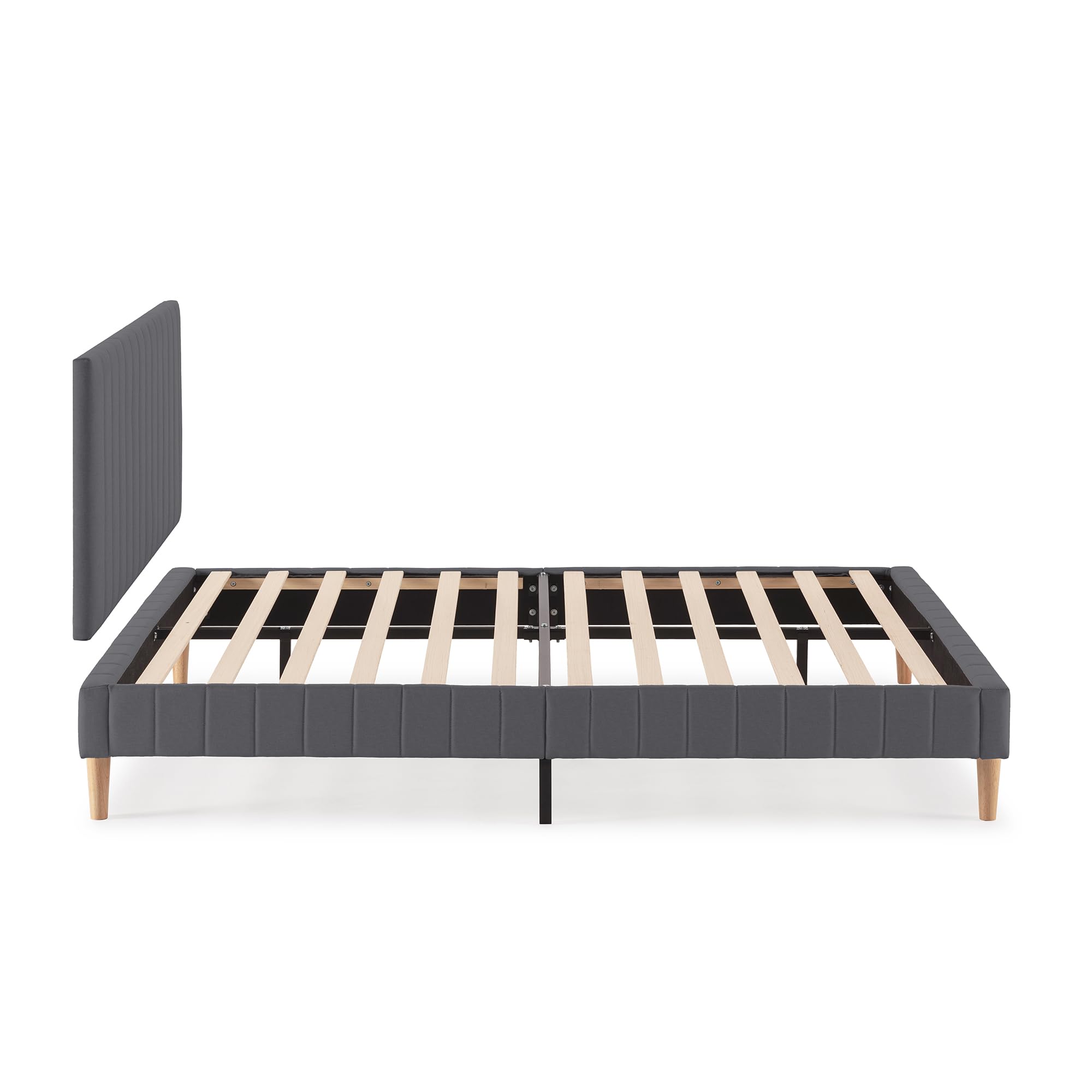 HOMN LIVING Base Imbottita + testiera Eris 160x200 cm Grigio Scuro, 30 cm Altezza