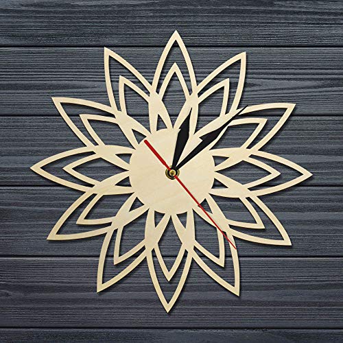 Reloj de pared analógico madera natural 30 cm diámetro miniatura 4