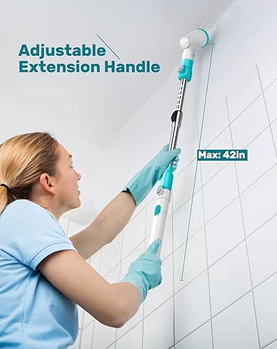 Miniatura 5 de Limpiador eléctrico giratorio limpiador inalámbrico Eletalker con mango de extensión ajustable limpiador eléctrico con 3 cabezales de cepillo tiempo