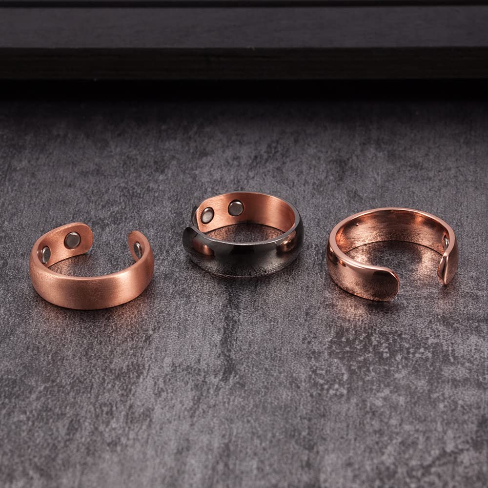 LUOLINGONGJUE® Pure Red Copper Magnetic Ring | Stylish Adjustable Smooth Copper Ring for Men & Women 3