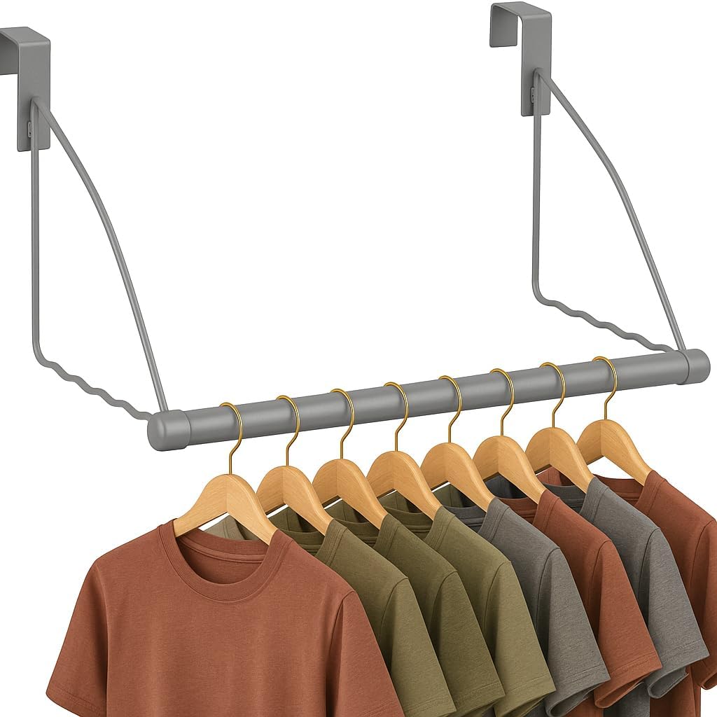 HOLDN’ STORAGE Over The Door Hooks - Door Rack Hangers for Clothes - Bathroom Over Door Hooks for Hanging Clothes & Towels - Over The Door Clothes Drying Rack