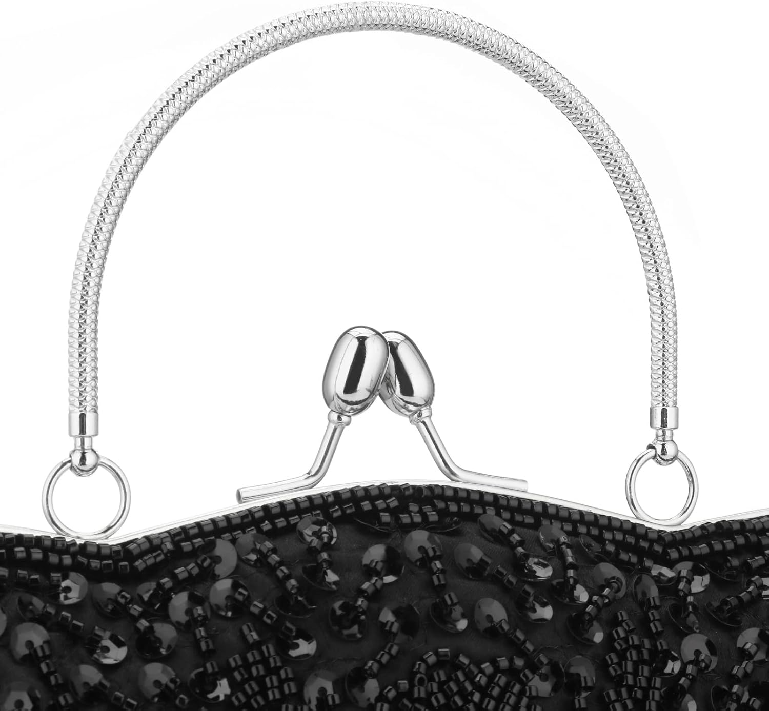 Floral Designer Evening Bag Beaded Sequin Design Vintage Kissing Lock Satin Clutch Purse Bag Wedding Party Clutch - Image 6