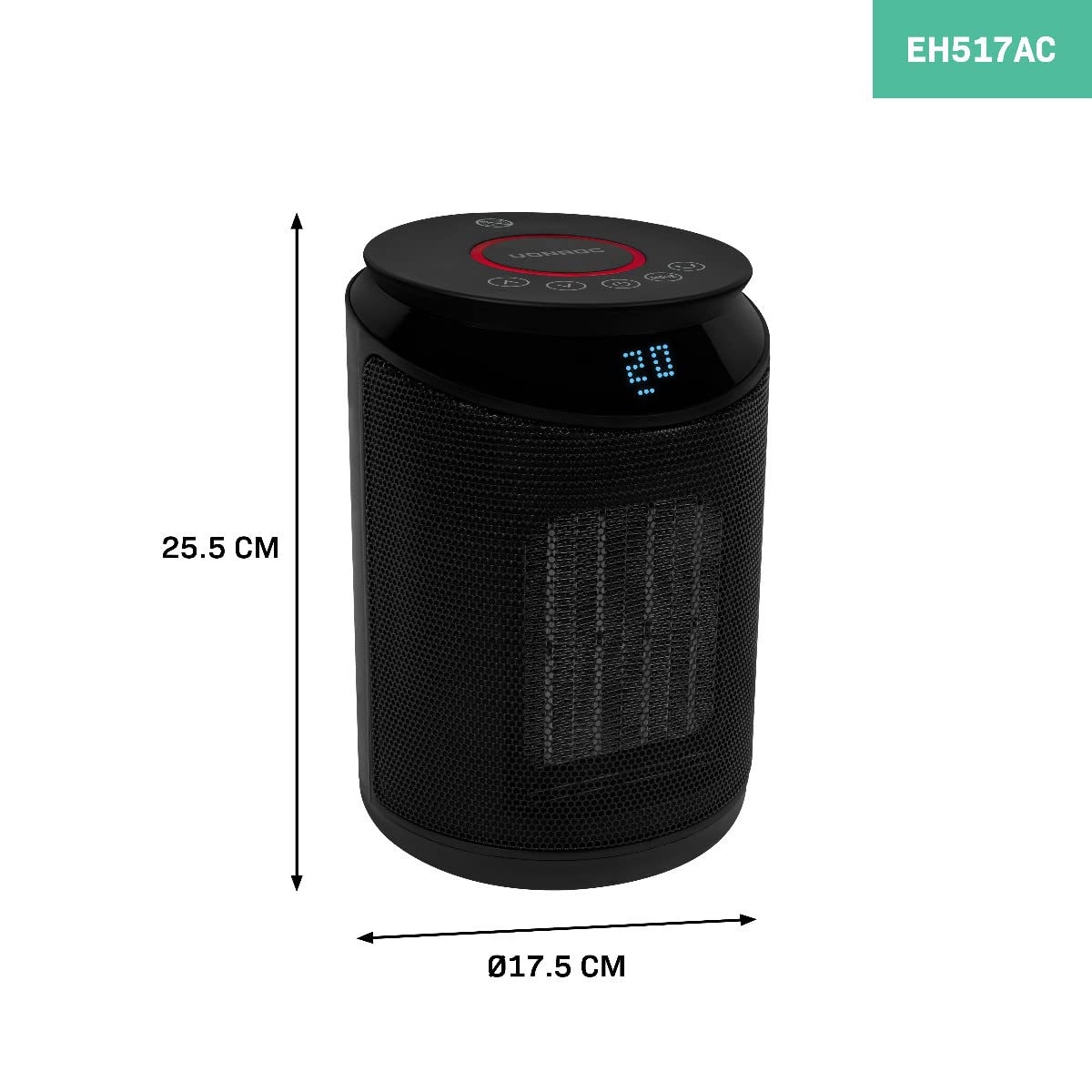 VONROC energiesparender Heizlüfter, Heizstrahler elektrisch - Ideal als Elektro-Heizung für Bad & Schlafzimmer Baby - Schwenkbar, 2 Stufen 2000W, Timer, Überhitzungs-& Kippschutz