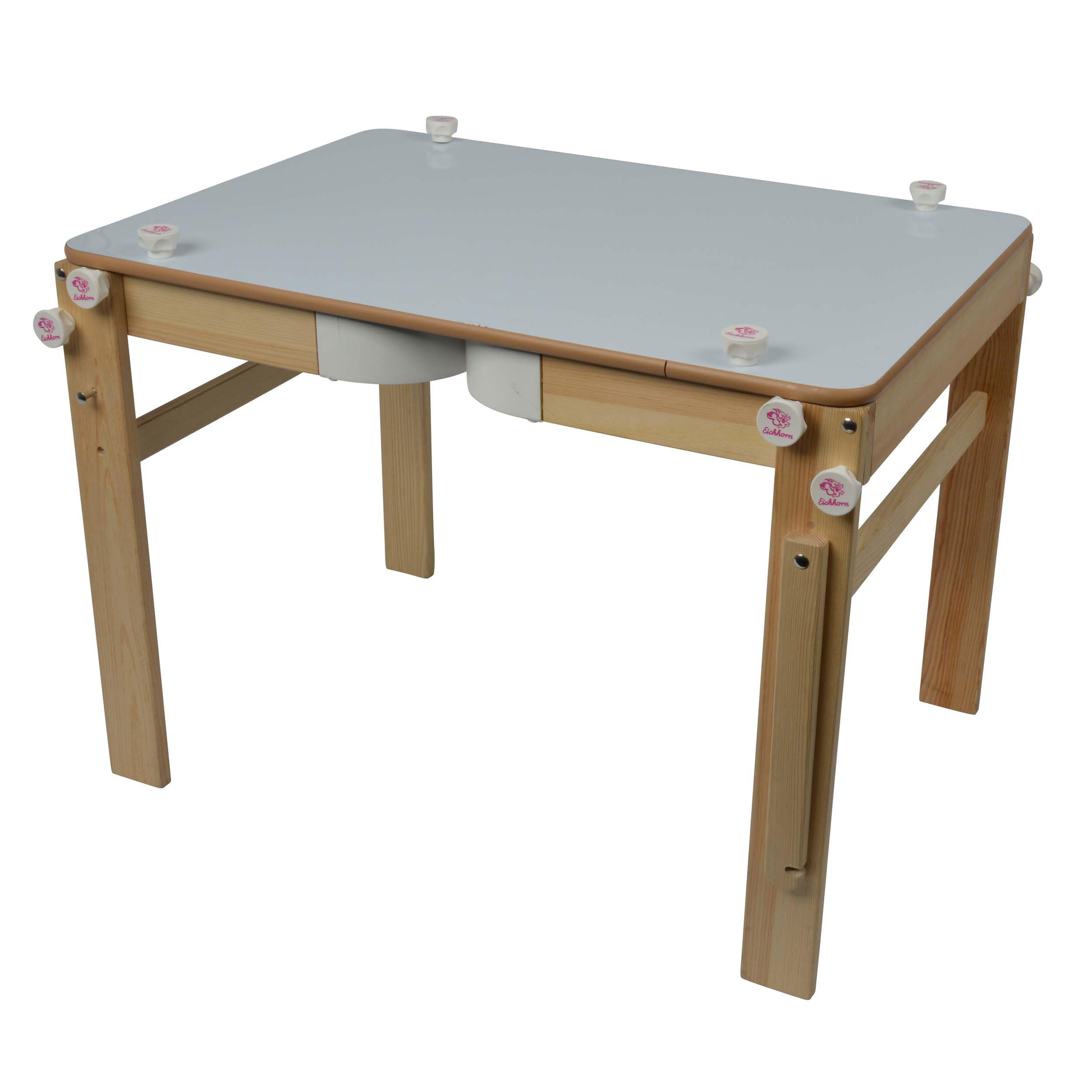Eichhorn 100002573 - Maltafel für Kreide, Folienstift und Schreibtisch, 2 in 1, Umbaubar, Holztafel 52x50,5x128,5cm / Holztisch 48x70x51,5cm, Kiefernholz