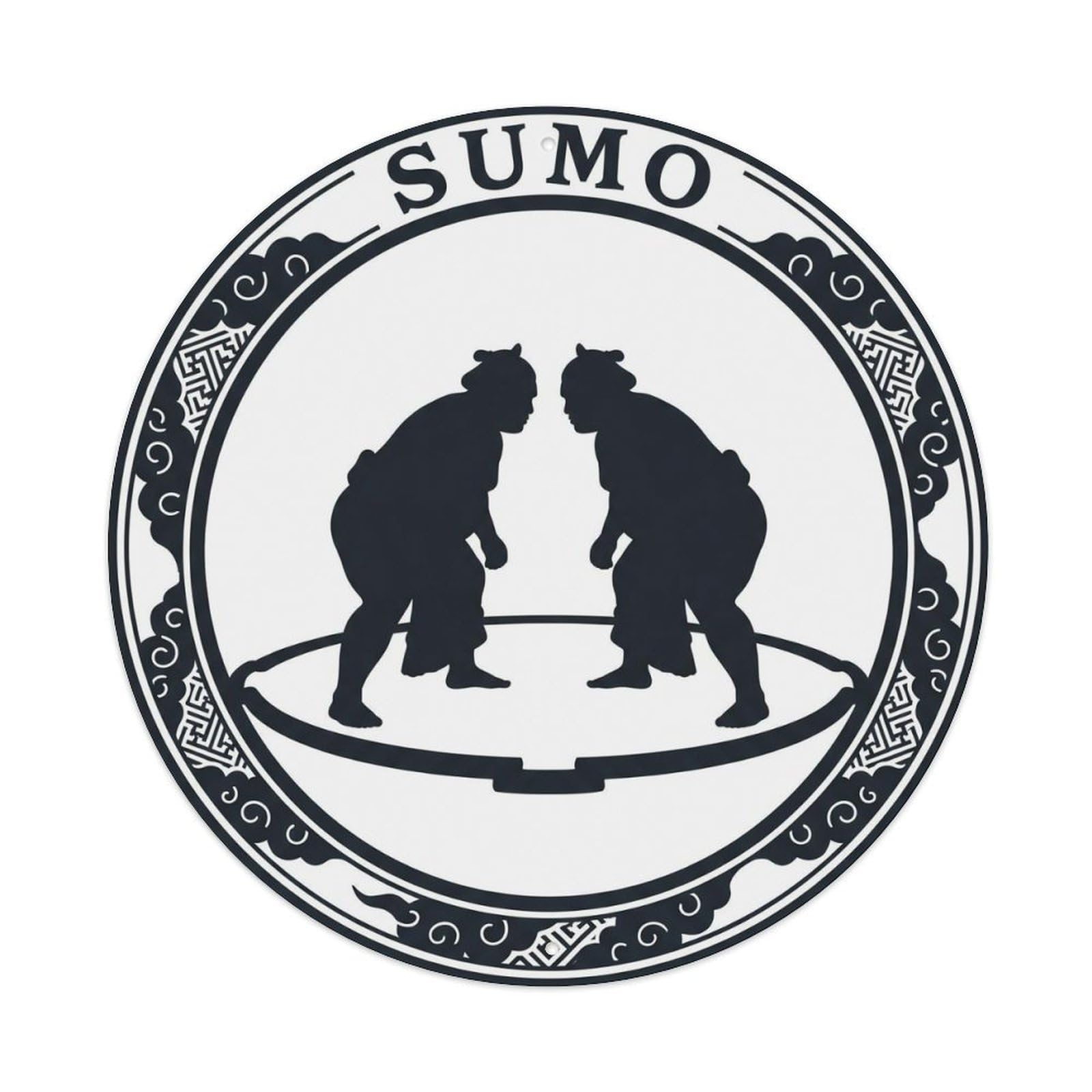 Olyhtr 8X8inch Classic Style Sumo Staredown Facing Minimalist White Black Metal Tin Sign