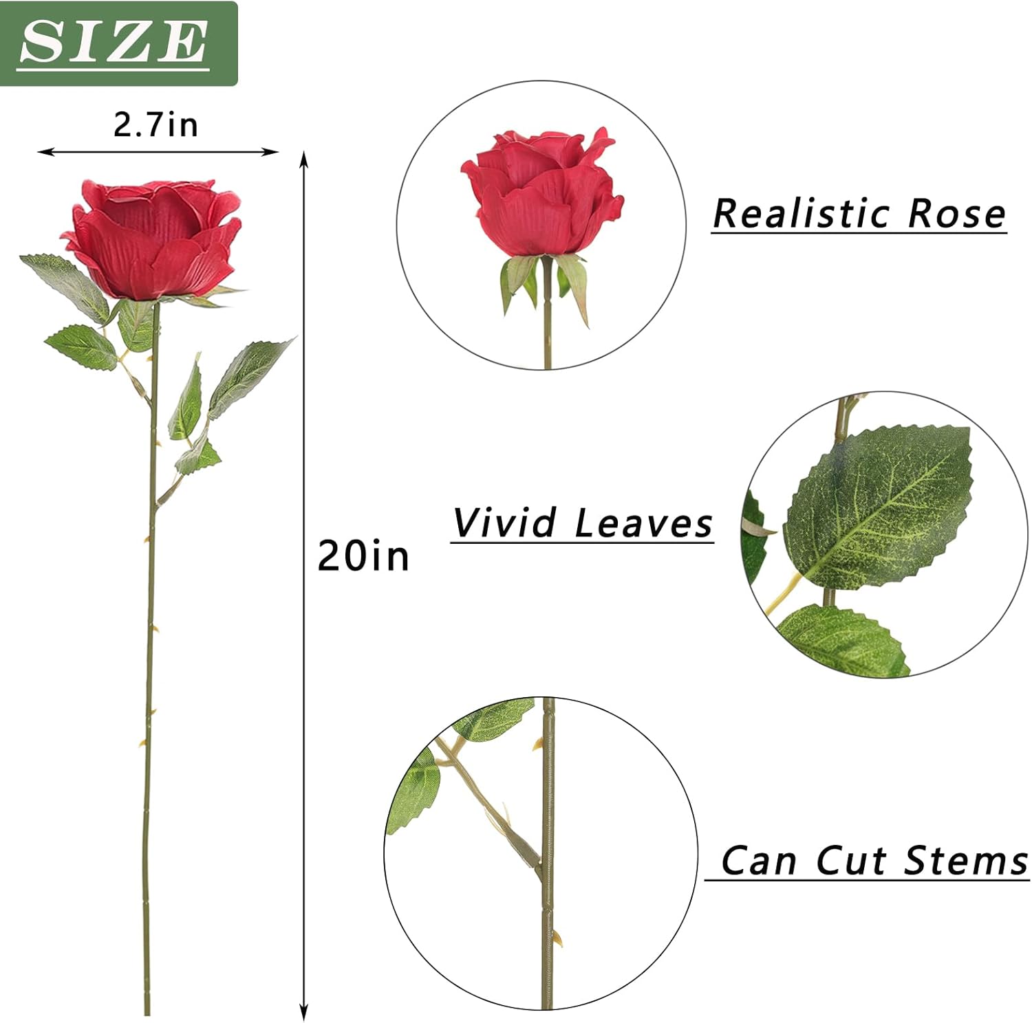 FOTEEWL 60 Pcs Artificial Rose Flower Realistic Faux Silk Roses Stem Fake Roses Bouquet for Flower Arrangement,Wedding Centerpieces,Party,Home Decorations (Burgundy) - Image 2