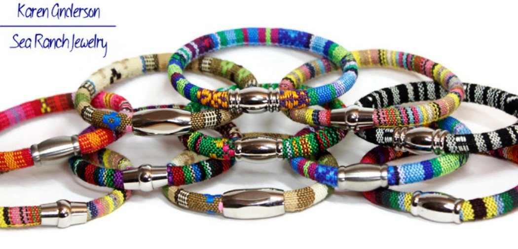 Woven Cotton Women's Tribal Bracelet With Magnetic Stainless Steel Clasp