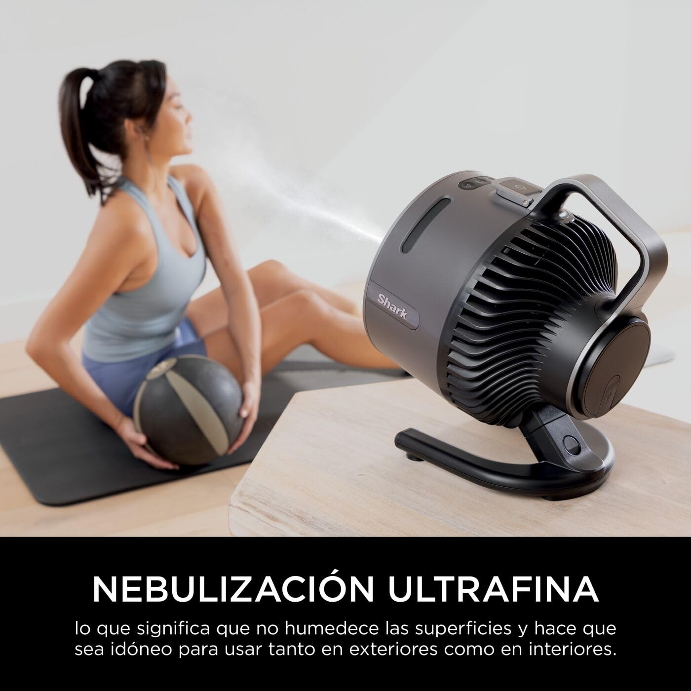 Shark FlexBreeze HydroGo, potente ventilador silencioso portátil con nebulización, para interior y exterior, resistente, con o sin cable, pequeño y ligero, 5 ajustes de velocidad, Gris FA050EU - 3