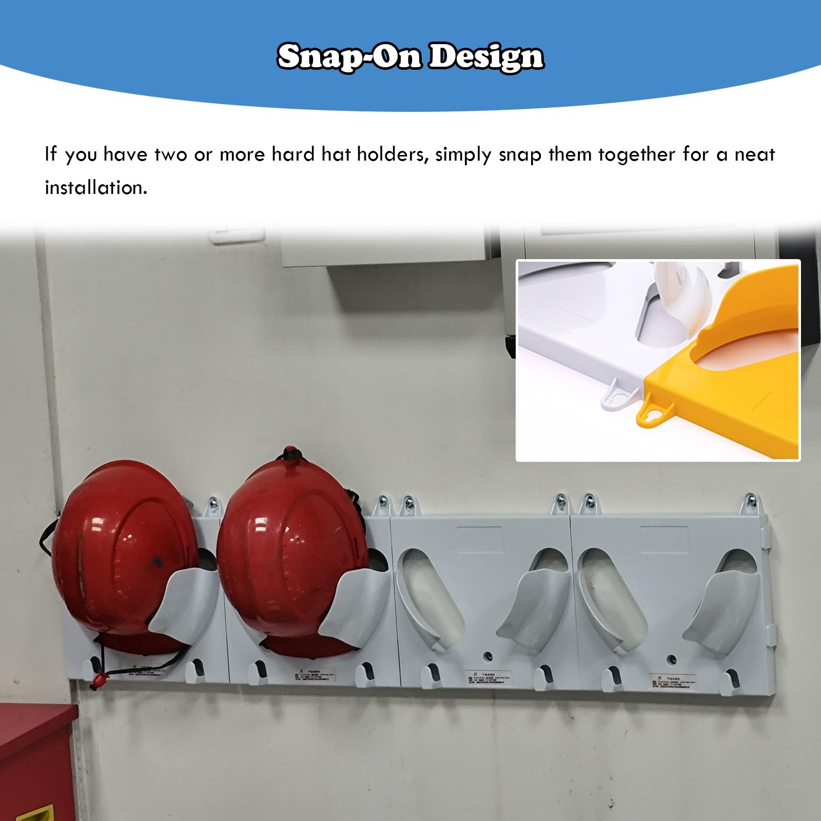 Support de Rangement pour Chapeaux, Lot de 6 organiseurs muraux pour Casques de Chantier - Support de Rangement léger pour Casques, Bureau, Atelier, Garage, Chantier - Support de Rangement d