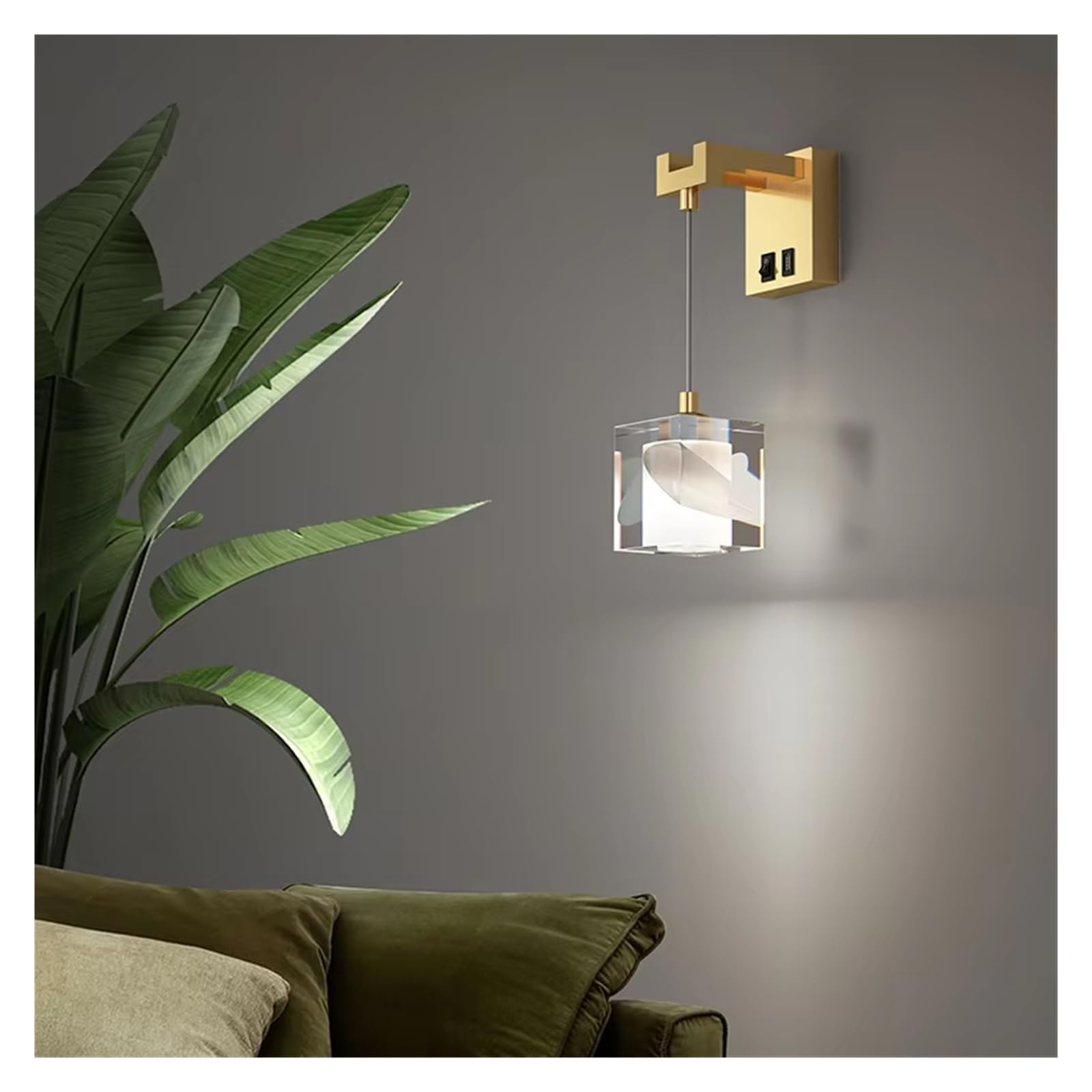 ASerZenith Nordic Crystal Wall Lamp Copper Aisle Stair Light Bedroom Living Room Background Wall Lamp,Gold-Cool White