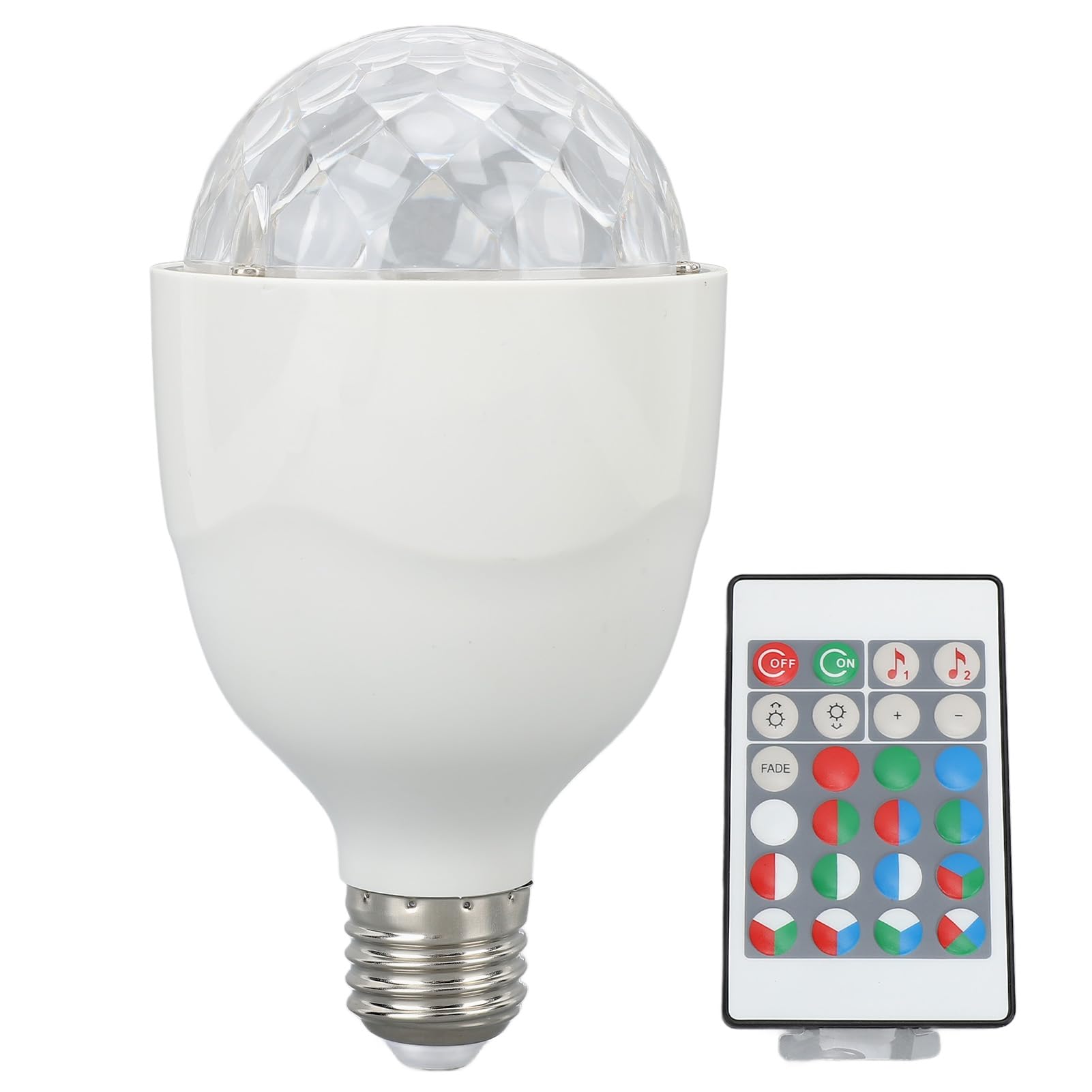 Lampa Kulowa Dyskotekowa RGB Obrotowa żarówka LED na imprezę, Aktywowana Dźwiękiem Lampa Sceniczna E27 z Pilotem, światło Stroboskopowe RGB w Kształcie Kuli Dyskotekowej na