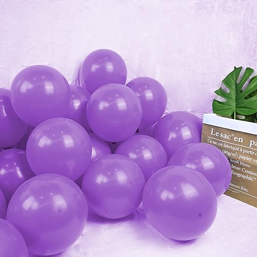 Miniatura 4 de Moukiween Globos morados de 12 pulgadas, 70 globos de color morado claro para bodas, baby shower, cumpleaños, Halloween, Navidad, fiestas