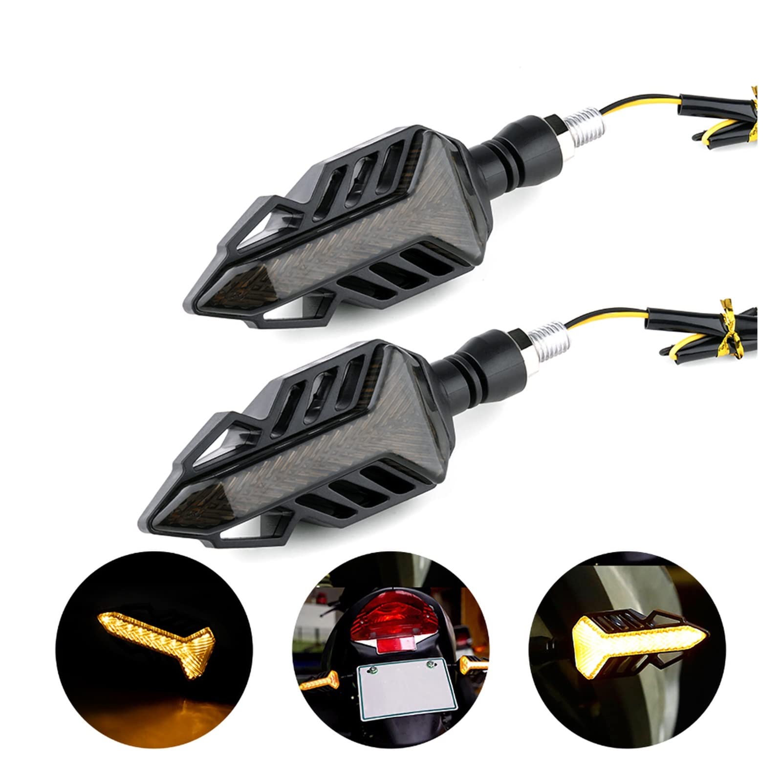 Clignotant Clignotants Blinker De Moto Ambre Paire Séquentielle Indicateur De Motocross Fumé Feux De Virage De Virage Clignot
