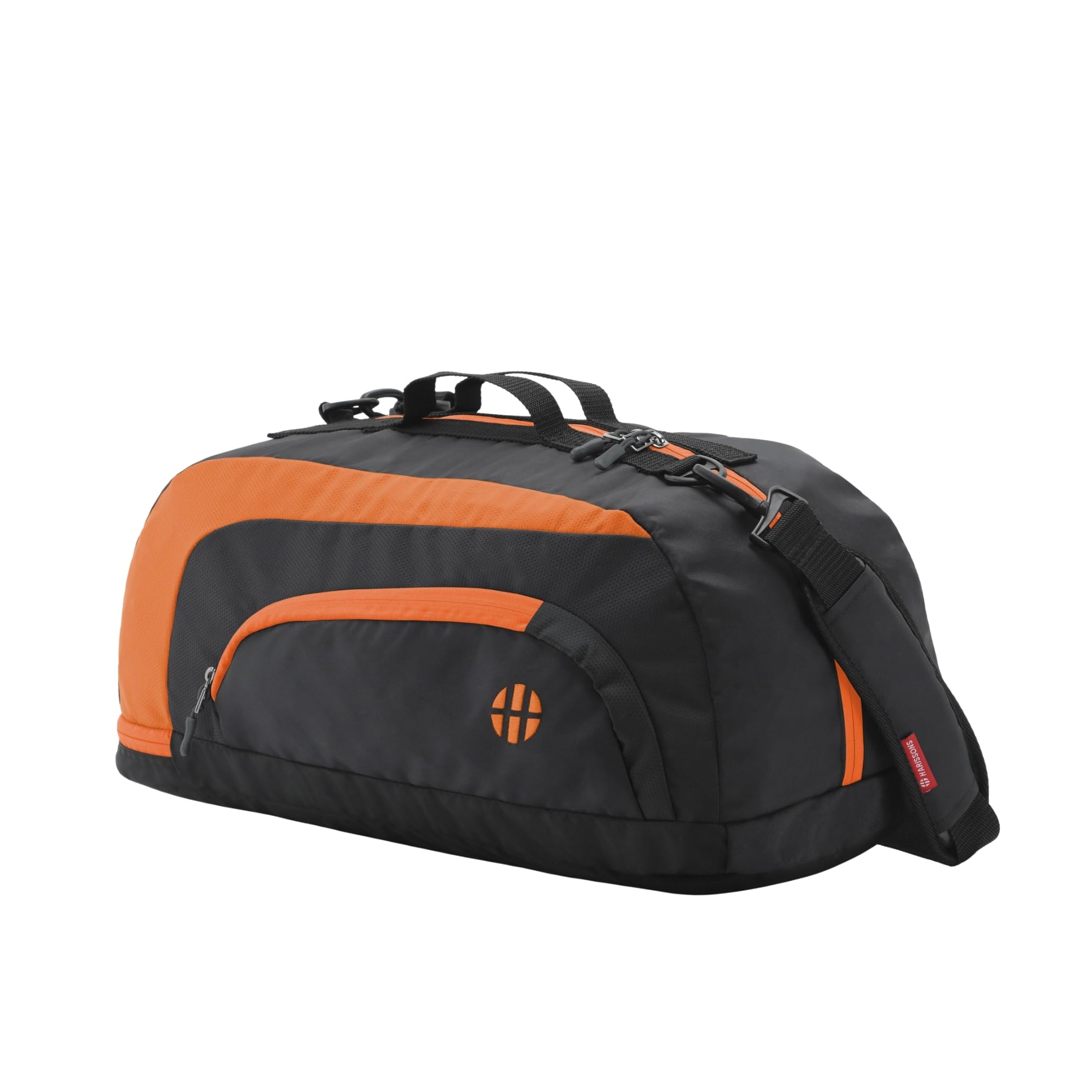 Harissons Jake 31L Water Resistant Duffel Gym Bag for Men & Women | Convertible Travel & Sports Backpack with Shoe Compartment & Easy Front Pocket Access (Black & Orange) (B08L9DJV4V) Amazon Price History, Amazon Price Tracker